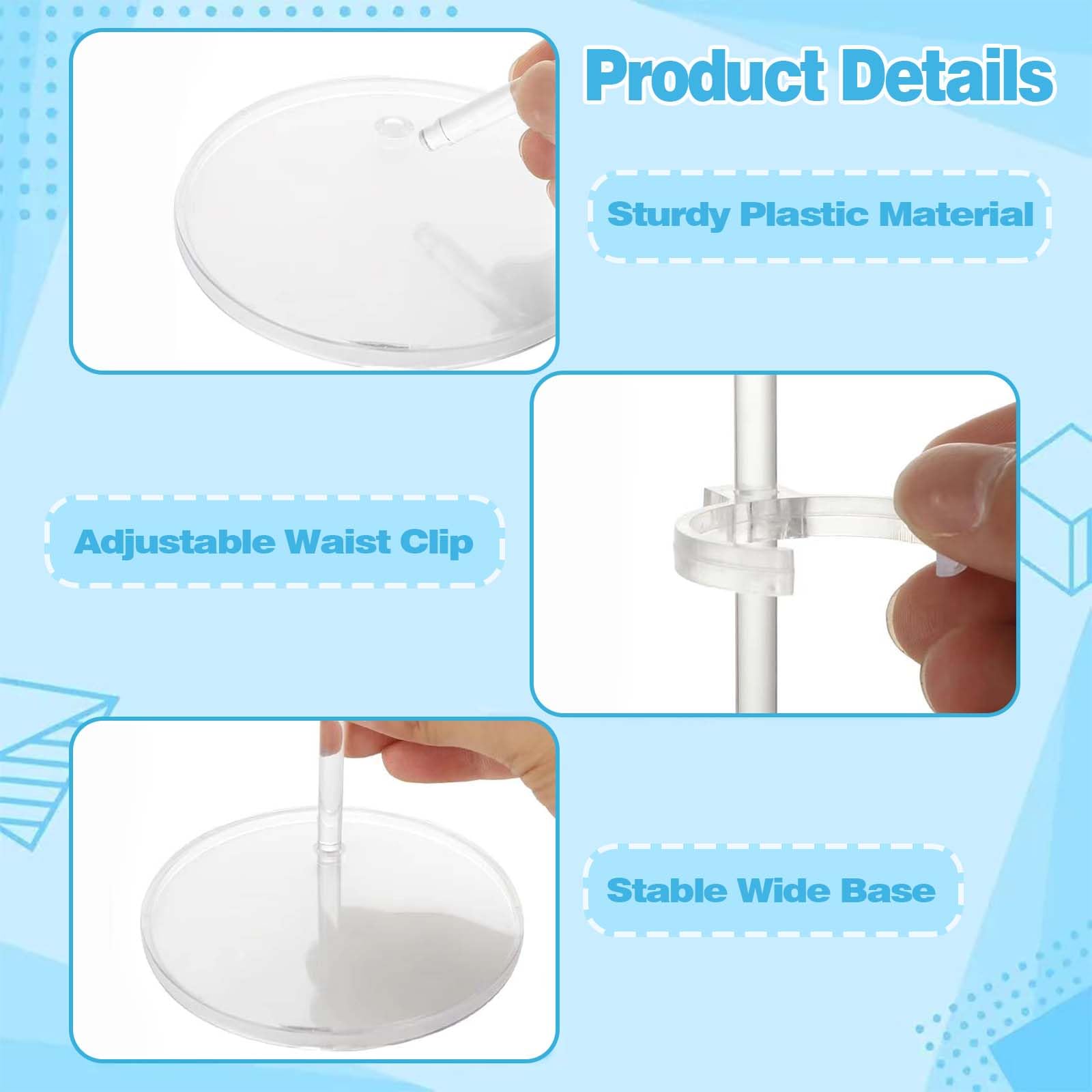 Supporto per Bambole Trasparente Set 10 con Gancio PVC