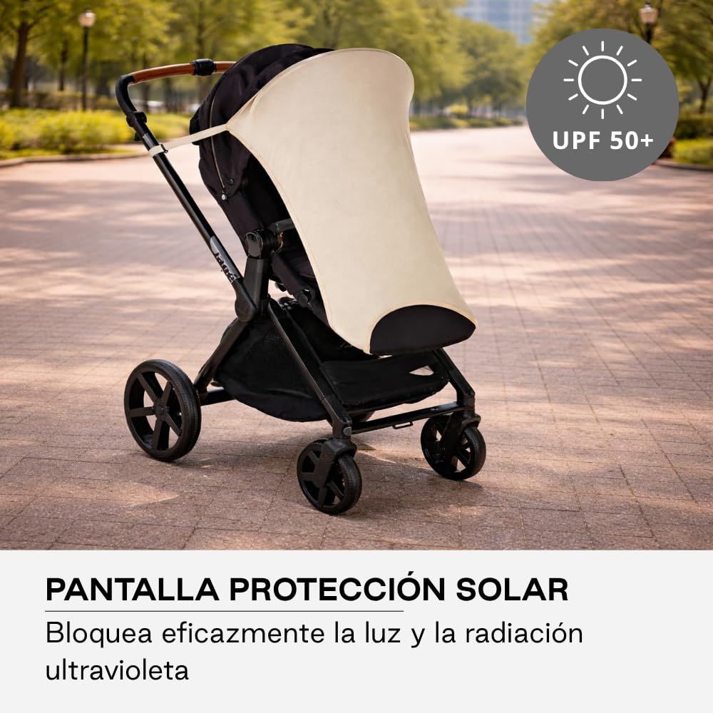 Jané Toldo Solar Carrito Bebé UPF 50+, Universal y Elástico, Parasol Transpirable, Protección UV para Cochecito y Capazo, Beige