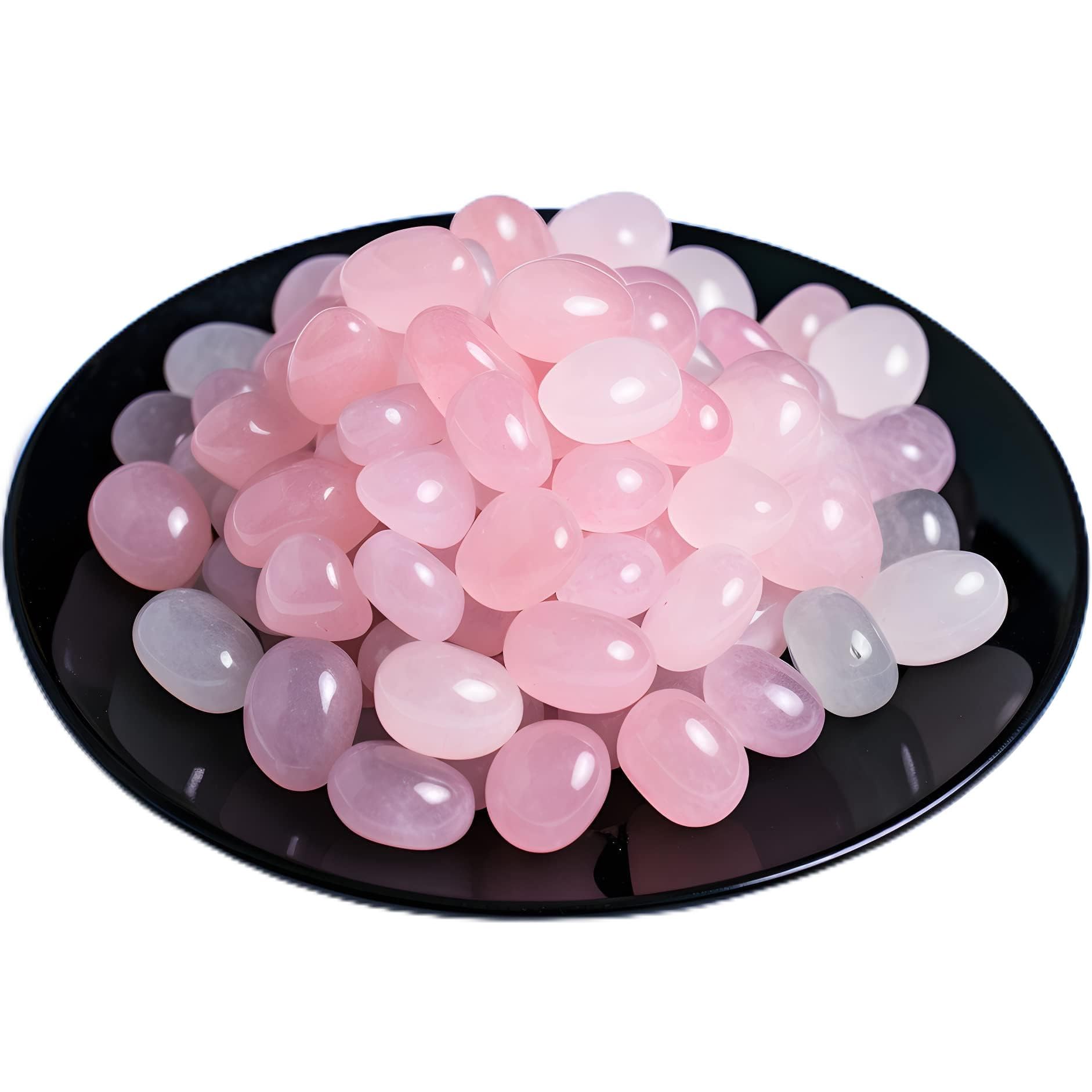 Polished Natural Rose Quartz Crystals - 72 Pcs, 0.5" 10 oz Handpicked Natural Tumbled Gemstones Rocks, Pebbles for Reiki, Chakra, Healing Home Decor
