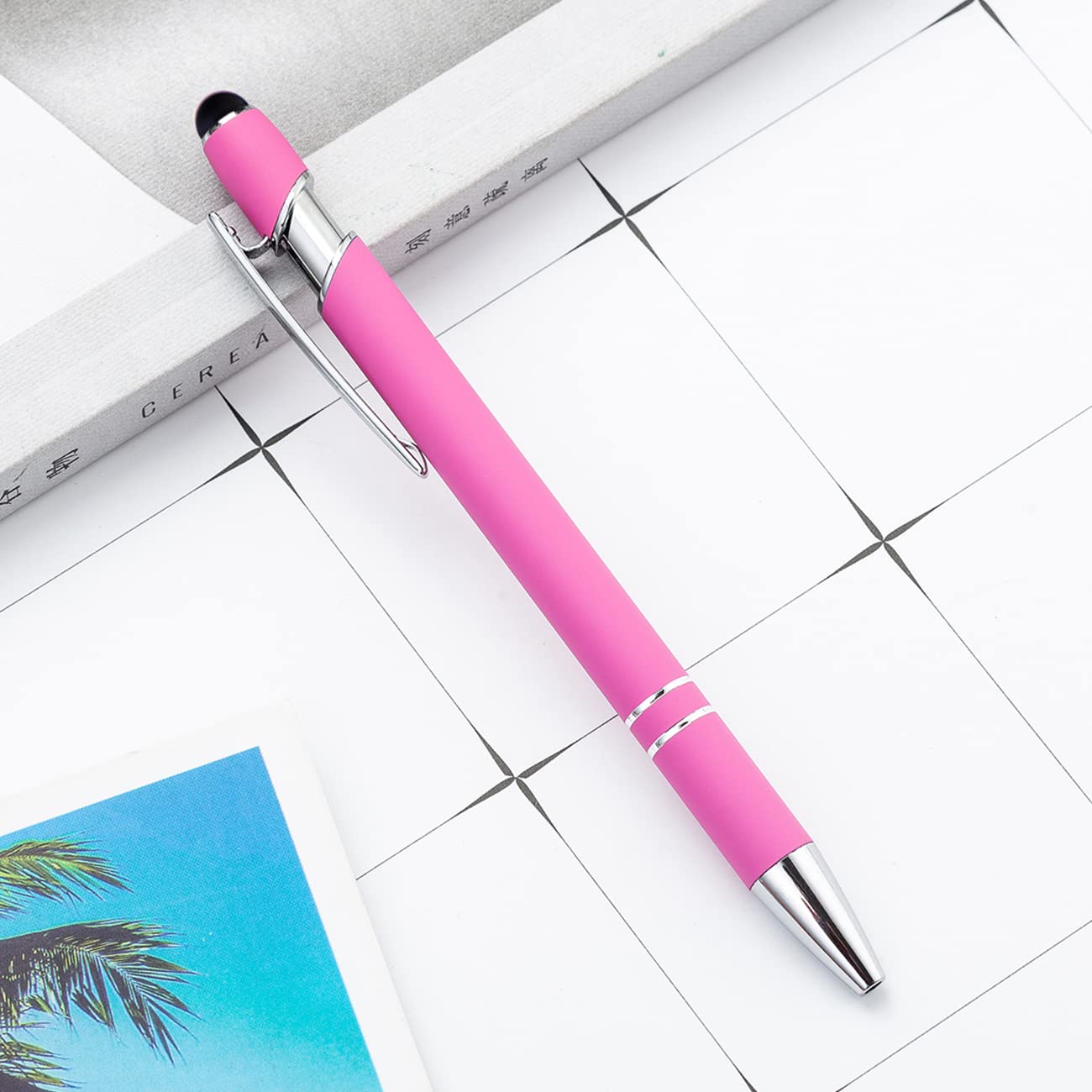 PASISIBICK 12 Pieces Pink Ballpoint Pen with Stylus Tip 2 in 1 Stylus Stylish Pen Premium Metal Stylus — view 7