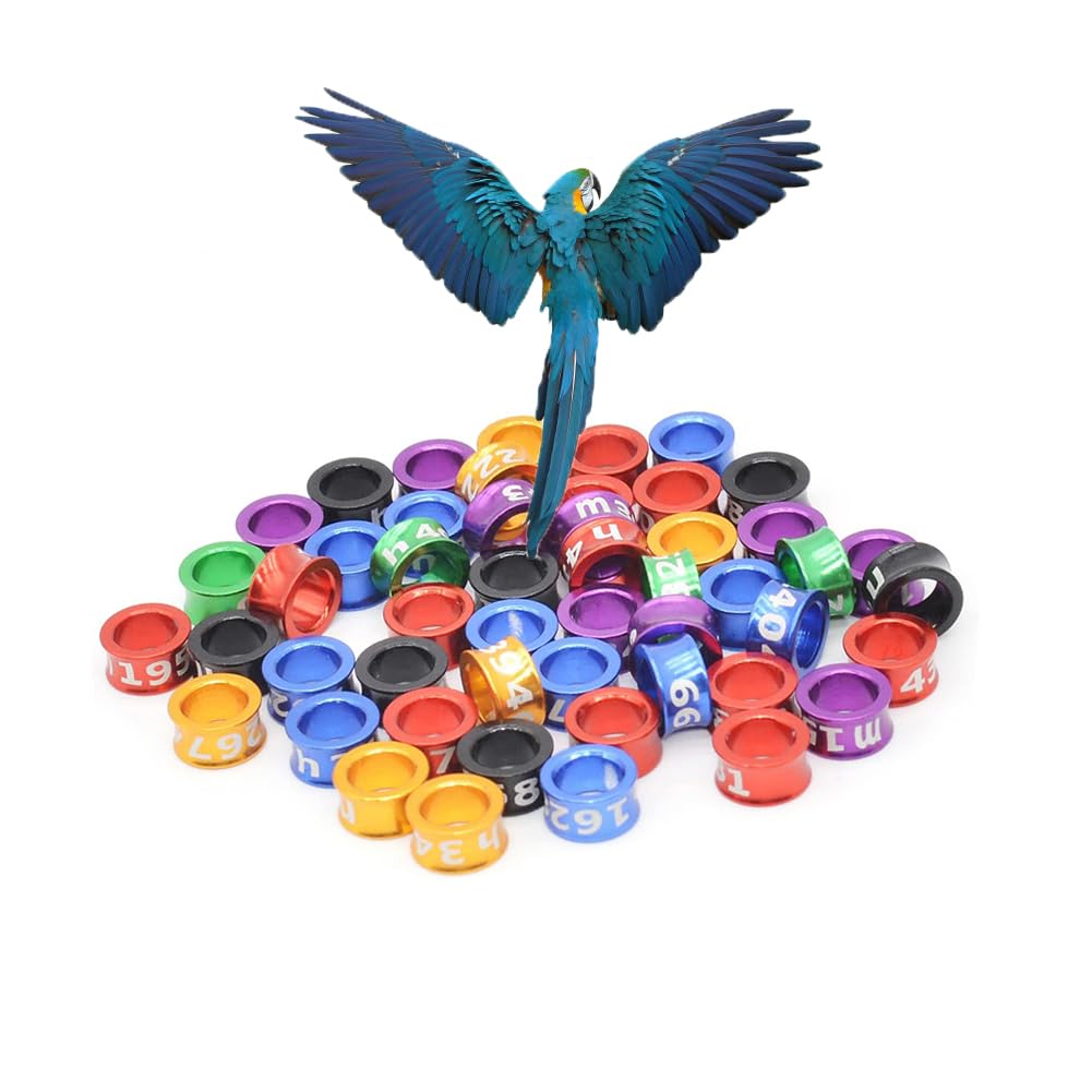 Bandas for Patas de Paloma de Aluminio numeradas, Bandas for Patas de Anillo Abierto for identificación de Aves y Aves(Mixed Colors5.0mm,100pc)
