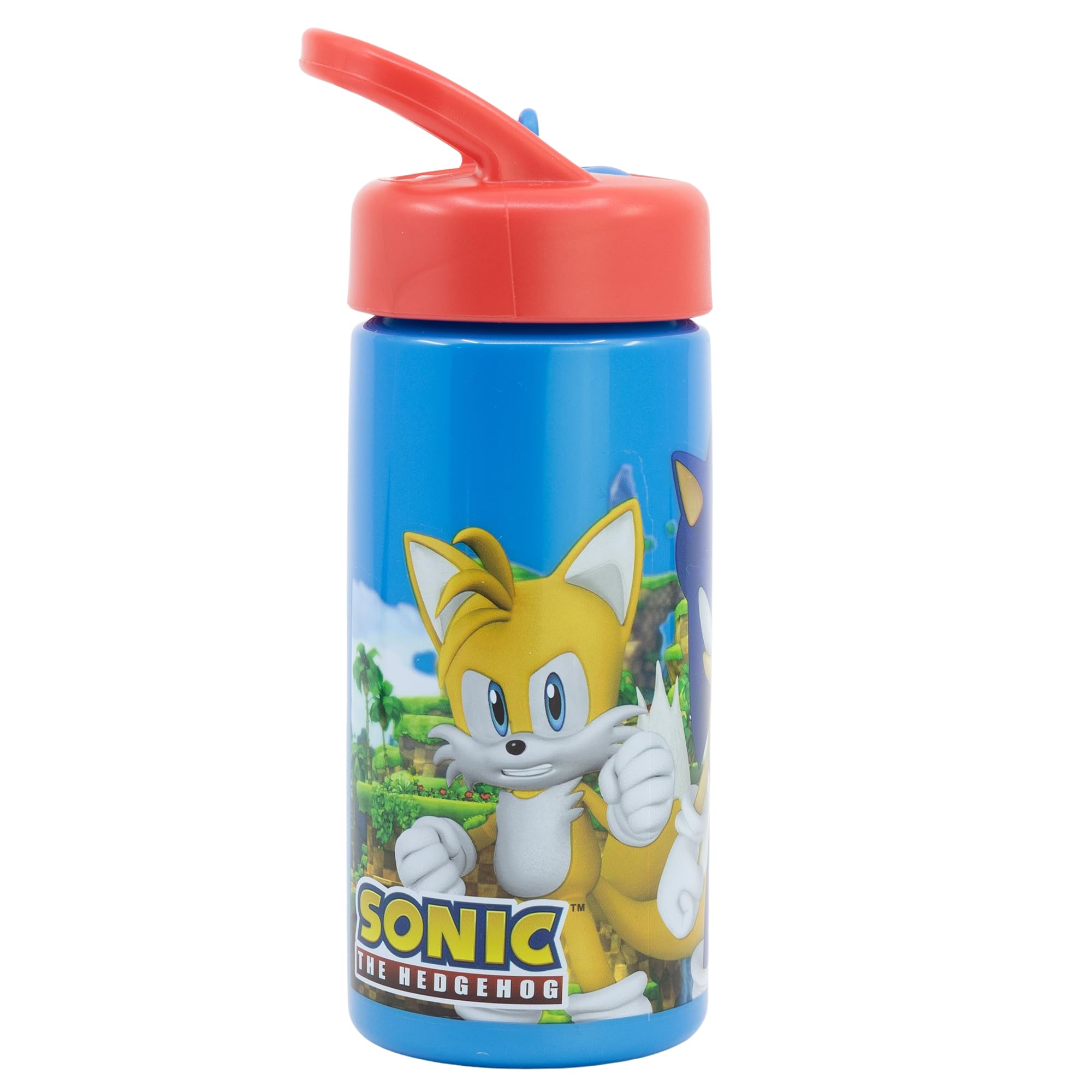 Sonic Sport-Wasserflasche mit Trinkhalm und integriertem Griff, 410 ml, Bunt