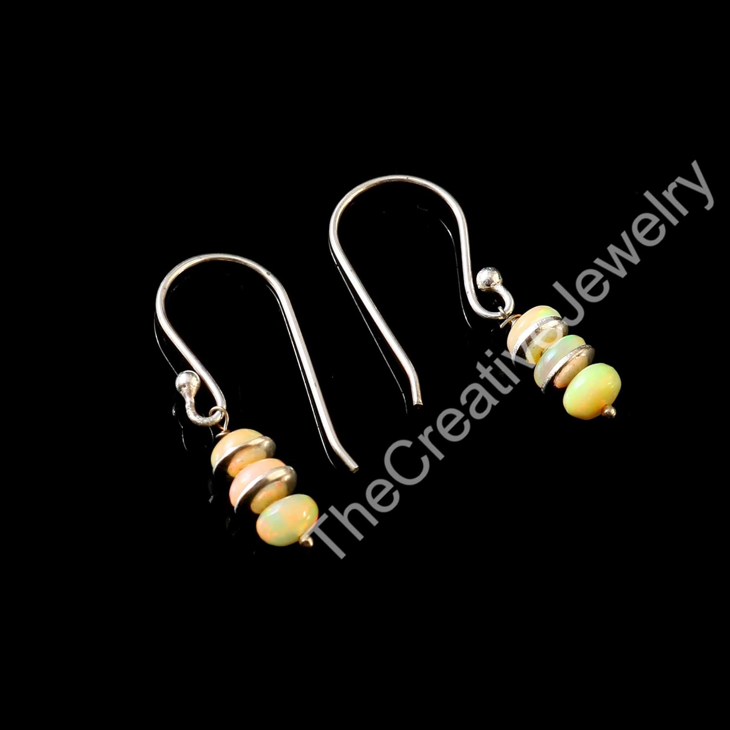 925 Sterling Silver Ethiopain Welo Opal Round Dangle Drop Earring For Her Gift Handmade Jewelry