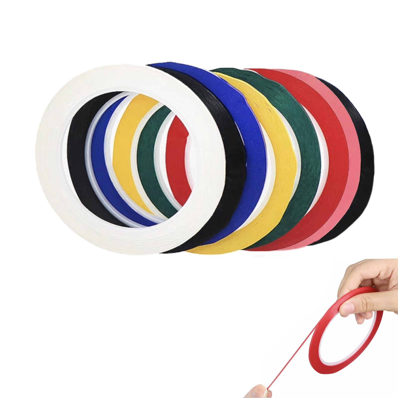 LIANRISES 8pcs Colored Whiteboard Tape Grid Marking Lines, Thin Black Electrical Tape