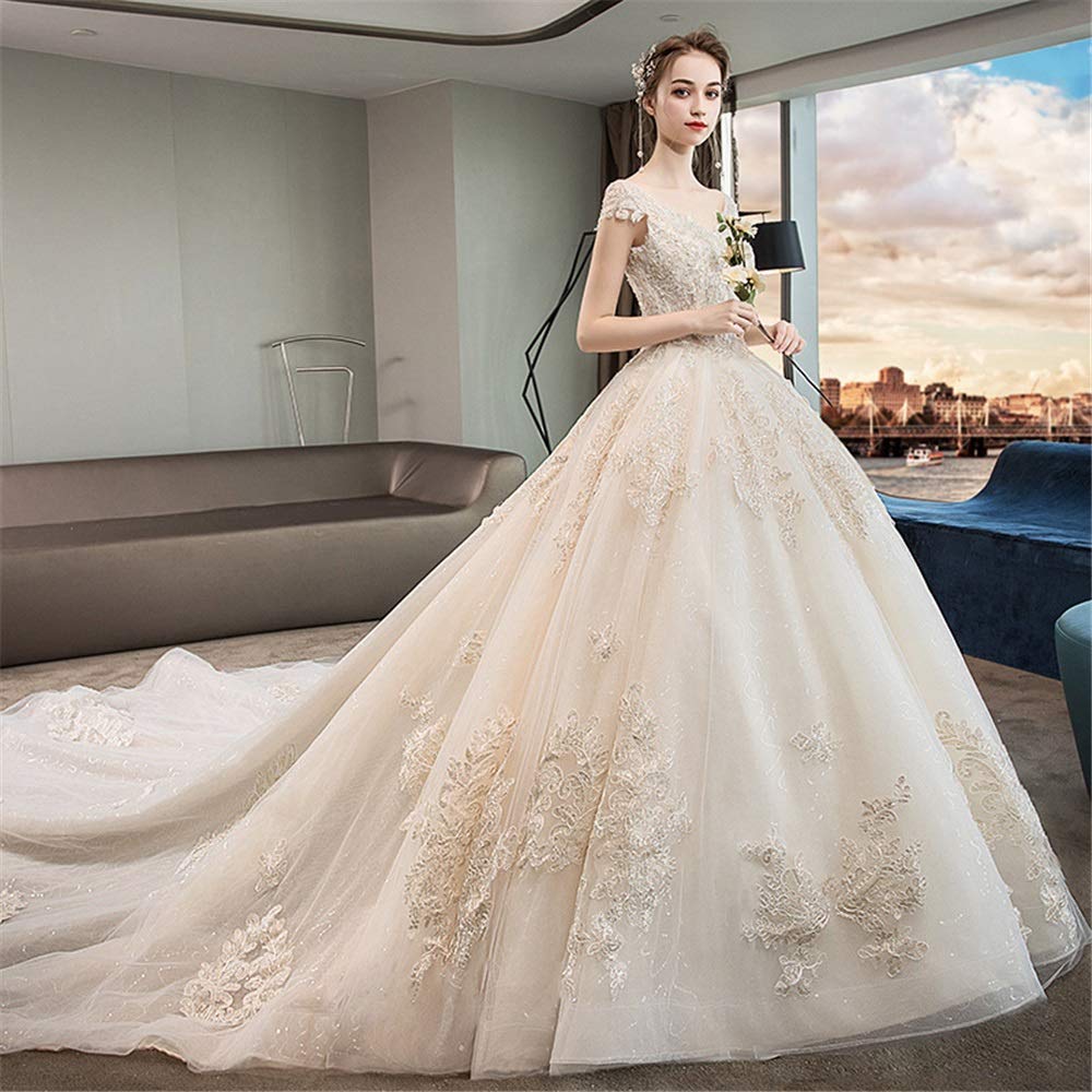 Amazon.co.jp: ウェディングドレス 深さVネックのウェディングドレス  