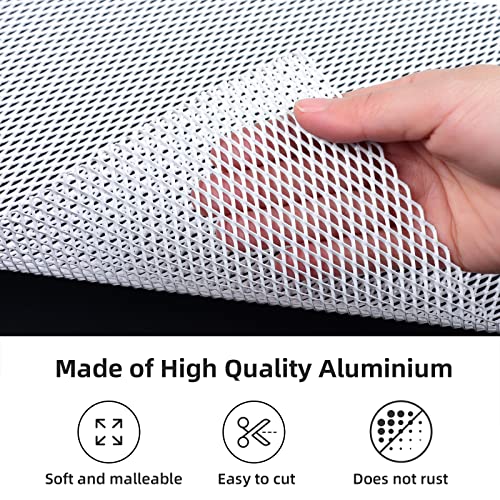 Image of AggAuto Universal 40 inchx13 inch Car Grill Mesh - Aluminum Alloy Automotive Grille Insert Bumper Rhombic Hole 3x6mm, One of the Most Multifunctional Shape Grids White