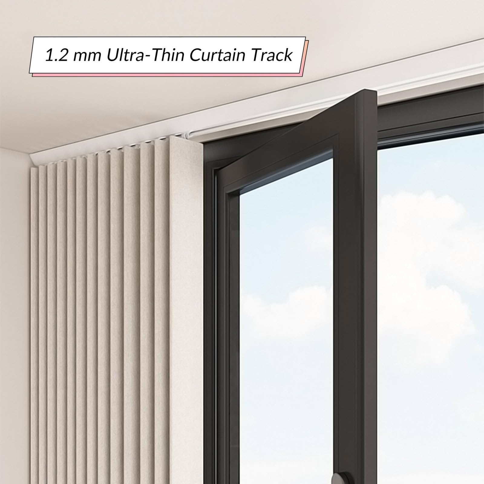 Ultracienki system samoprzylepny ze stopu aluminium - 70-500 cm idealny do salonu, sypialni, rozdzielacz pokoju - biały pręt 1,8 m