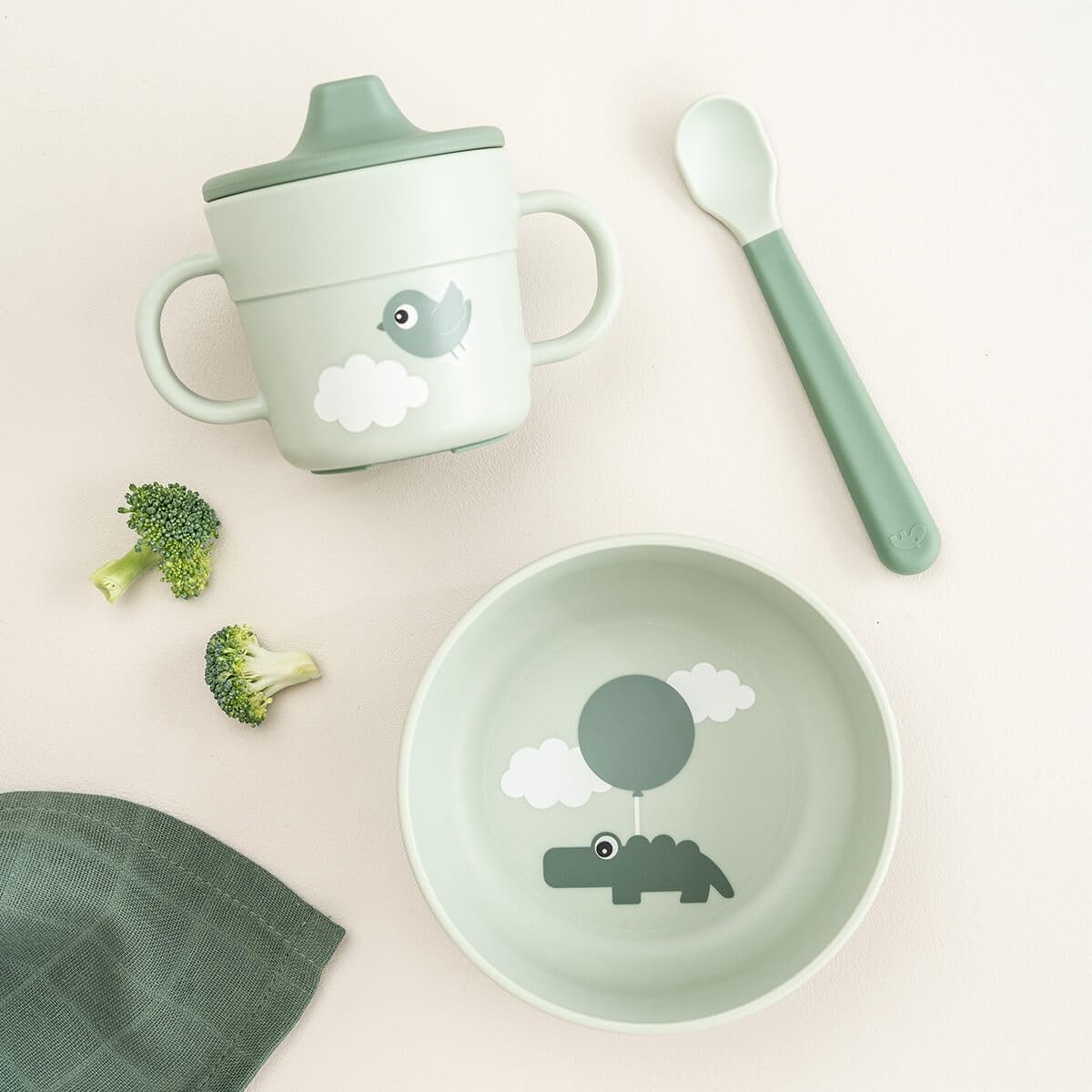 Done by Deer Mijn eerste maaltijdset Happy Clouds Groen