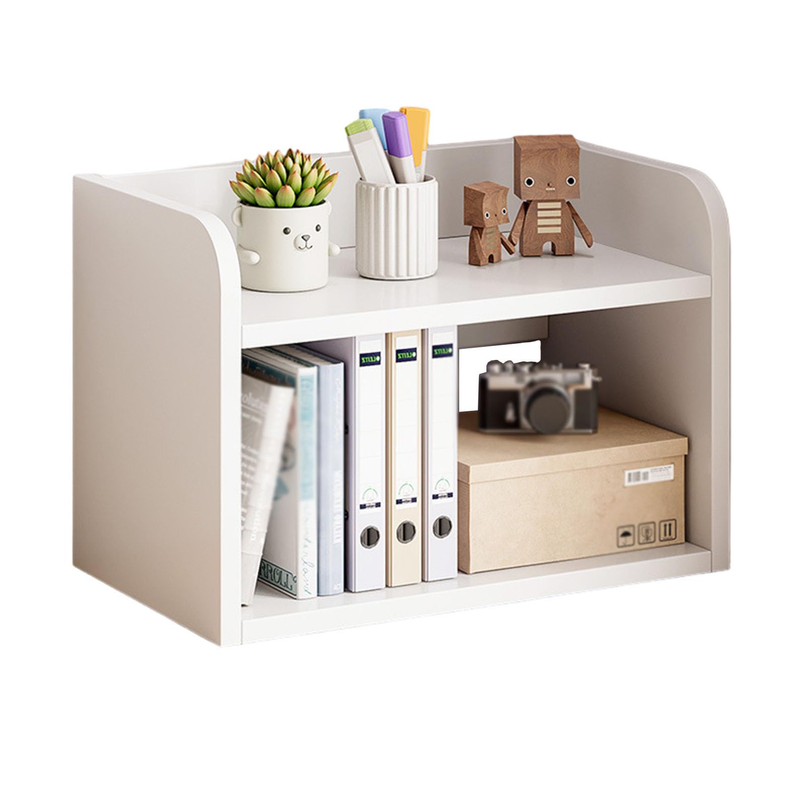 OLSKFUH Small And Cute Multifunctional Office Organizers And Storage, Desktop Organizer Shelf, Desk Hutch Desktop Bookshelf, Desk Shelves For Top Of Desk Suitable For Desks For D,A-white-50CM