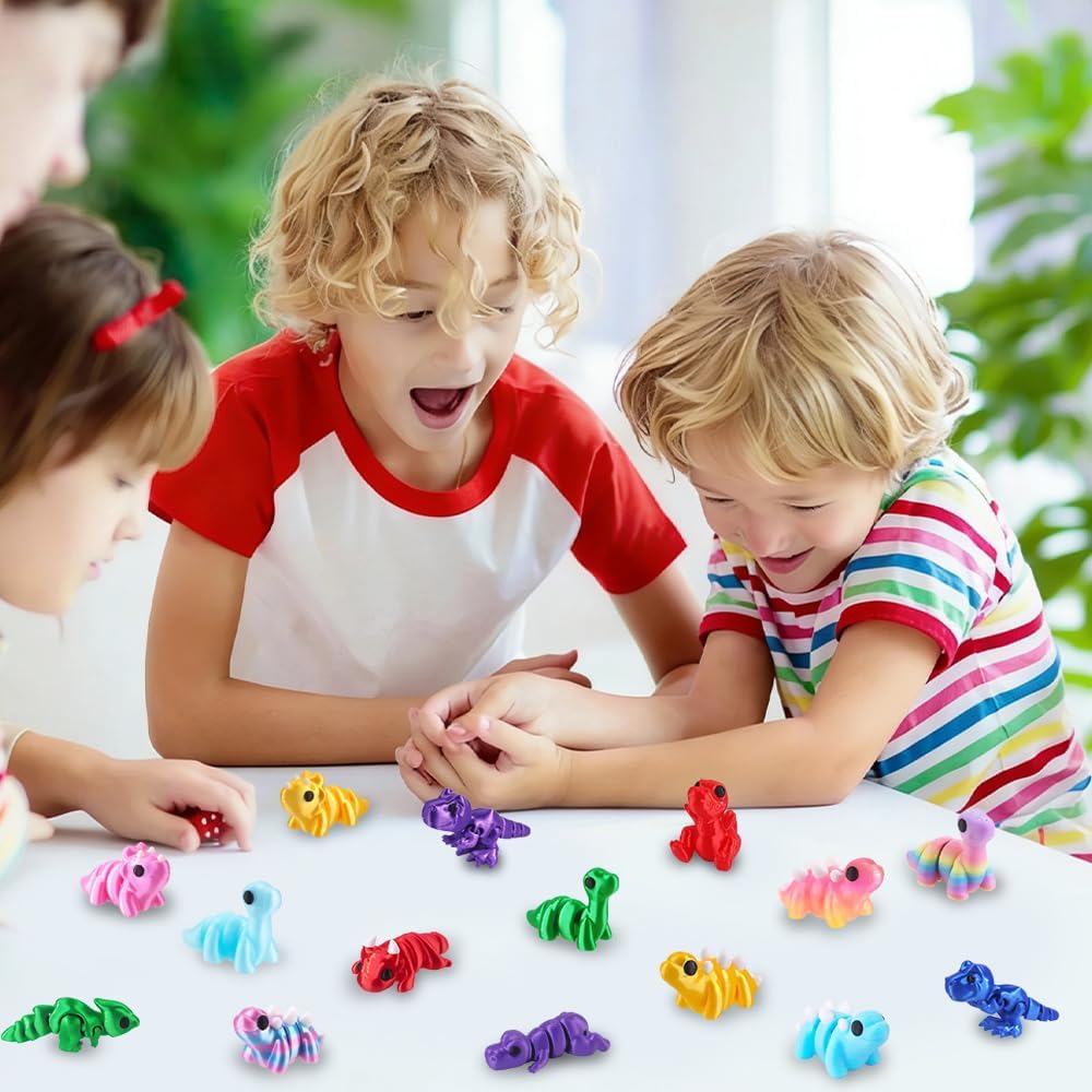 JOICEE 24 Pcs 3D Printed Dinosaur Animals Set, Mini Animals 3D Figurines Toys Set Cute Articulated Flexible Fidget Toys for Party Favors Birthday Rewards Desk Pets Office Home Decor - Image 7