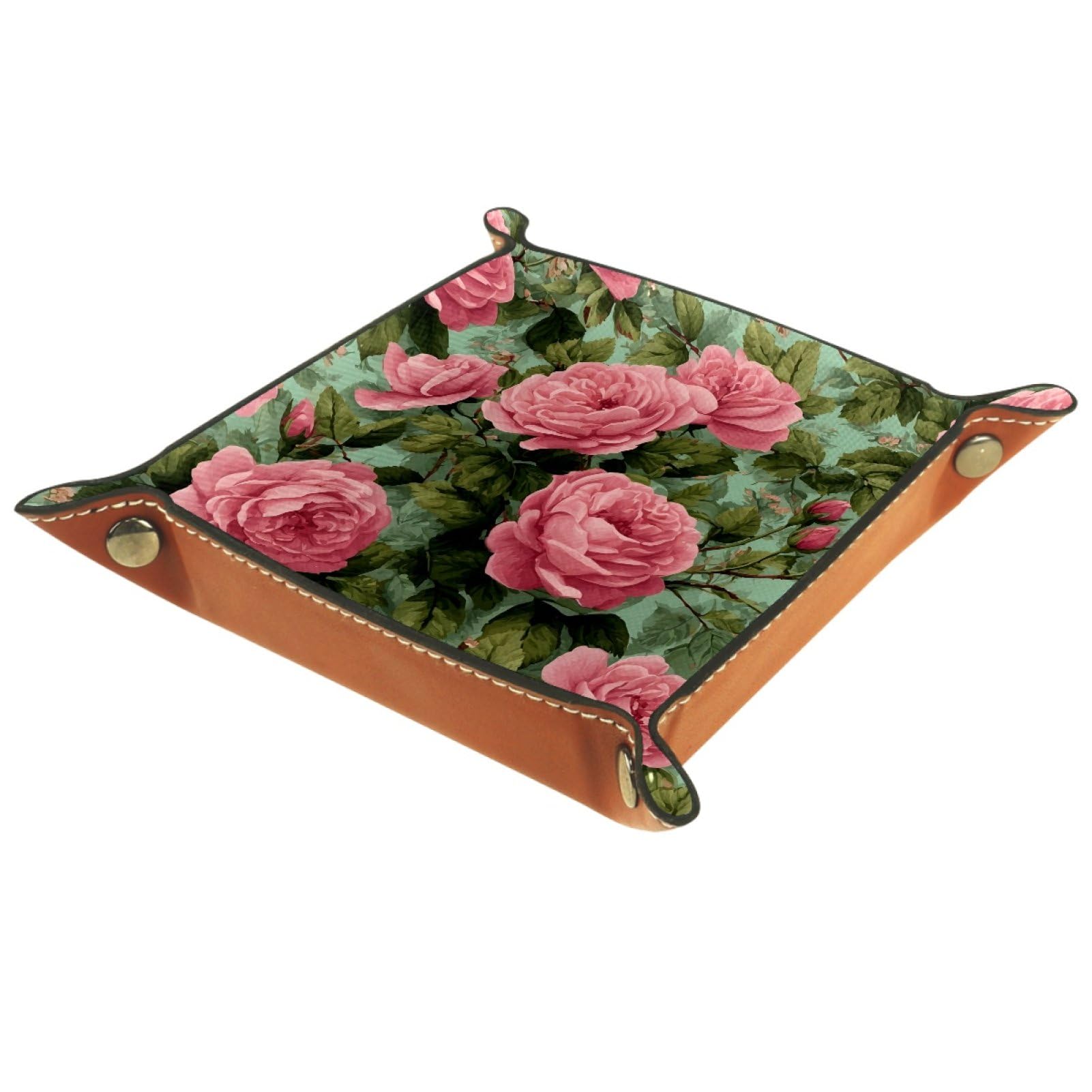VAPOKF Rose Dice Trays Quadrilateral Dice Folding Tray Microfiber Leather Holder for Table Games RPG DND, 20.5 × 20.5 cm