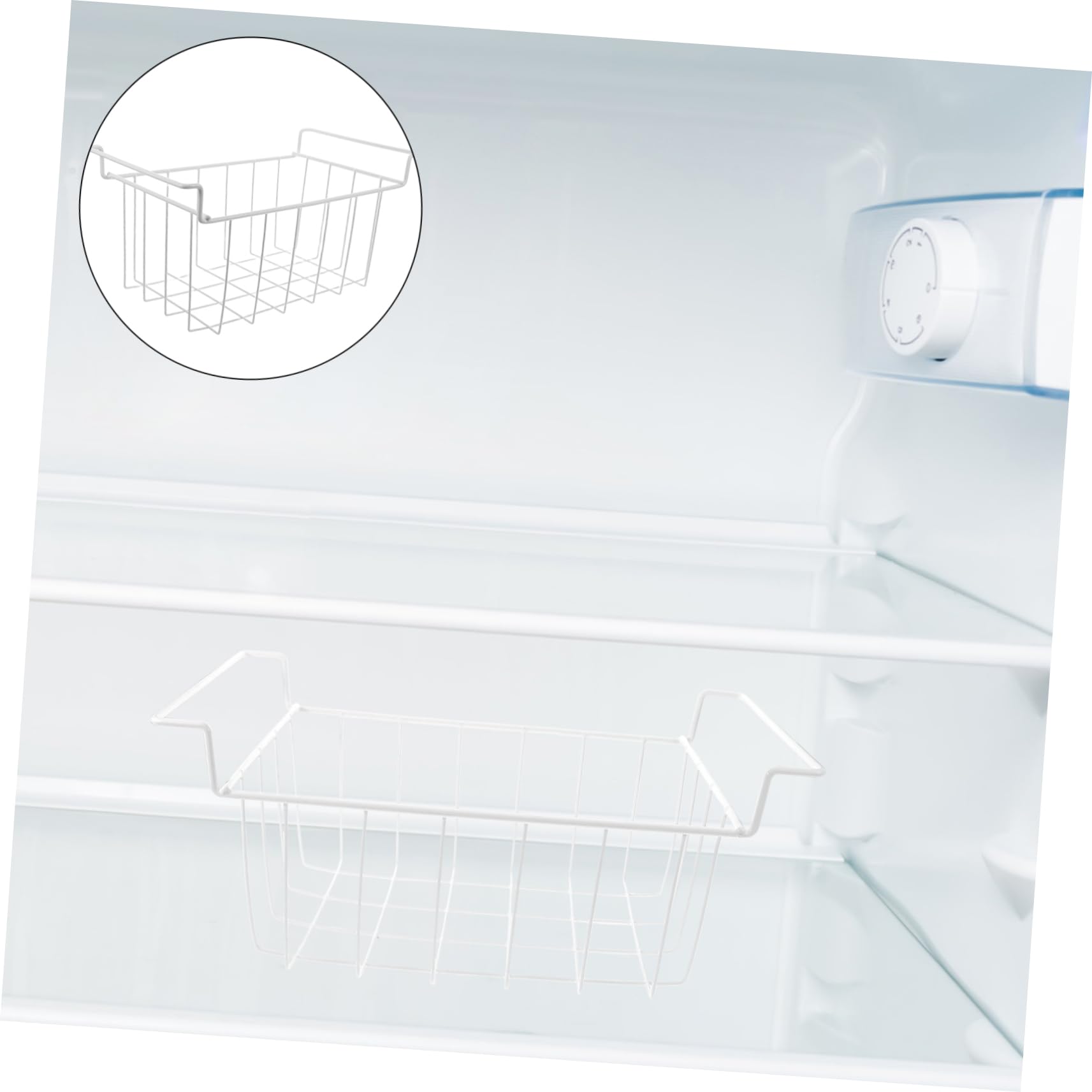 Cabilock Cesta Colgante Hierro Blanco de Alambre para Congelador Horizontal | Acceso Rápido y Limpieza Sencilla, Ajuste, Optimiza el Espacio en Cocina