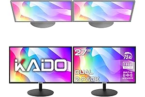 Kado Dual Monitor Setup - 2-Pack 27" Monitors with Enhanced Setup Versatility