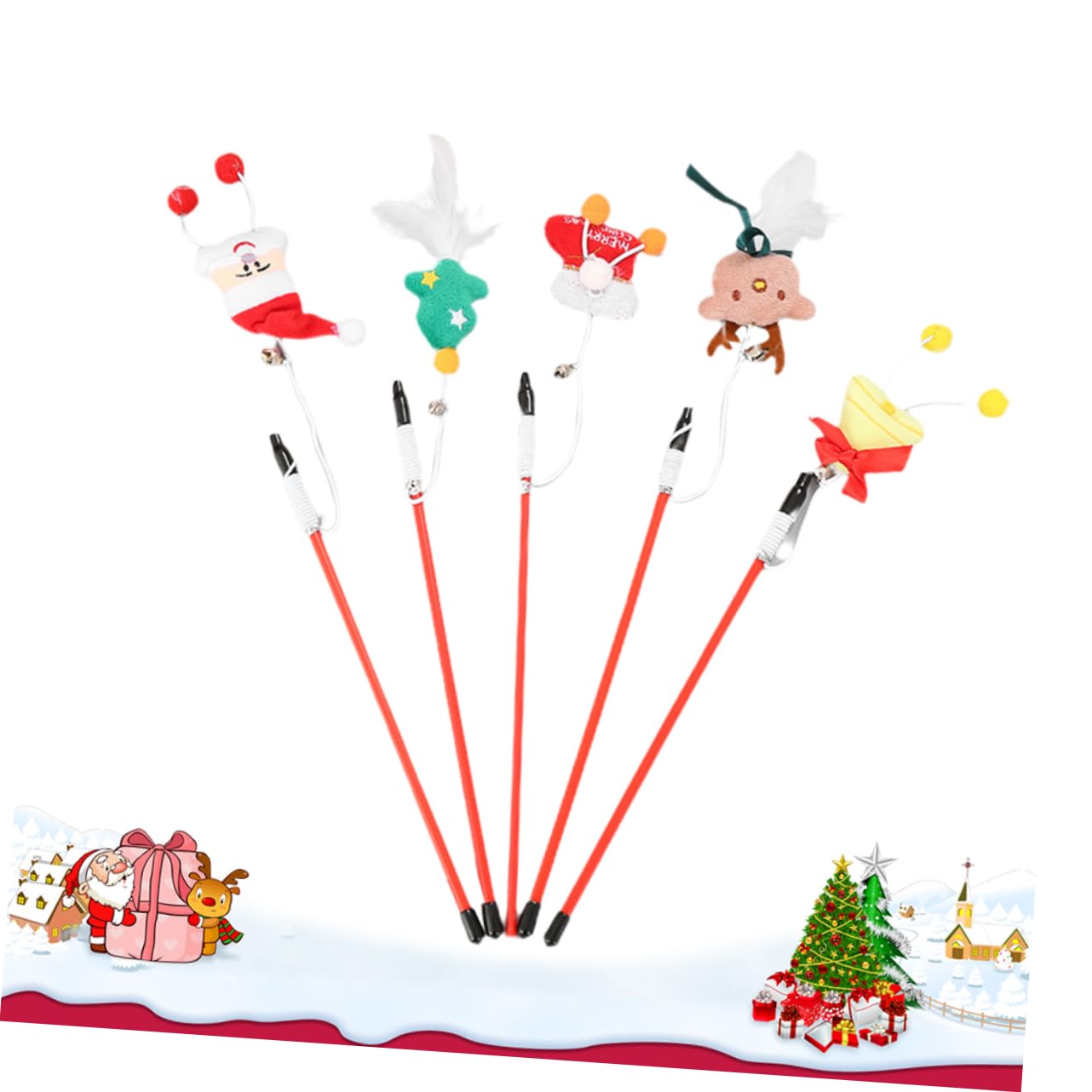 Yardwe 3sets Lustige Necken Sticks Für Katzen Weihnachten Katze Interaktive Spielzeug Teaser Spielzeug Pet Supplies 5 Stücke * 3