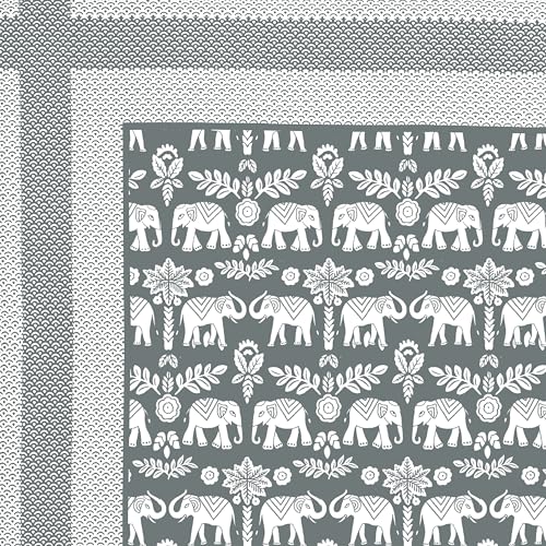 Image of BLOCKS OF INDIA Hand Block Printed 200 TC Cotton Super King Size Bedsheet (Grey GAD ELE)