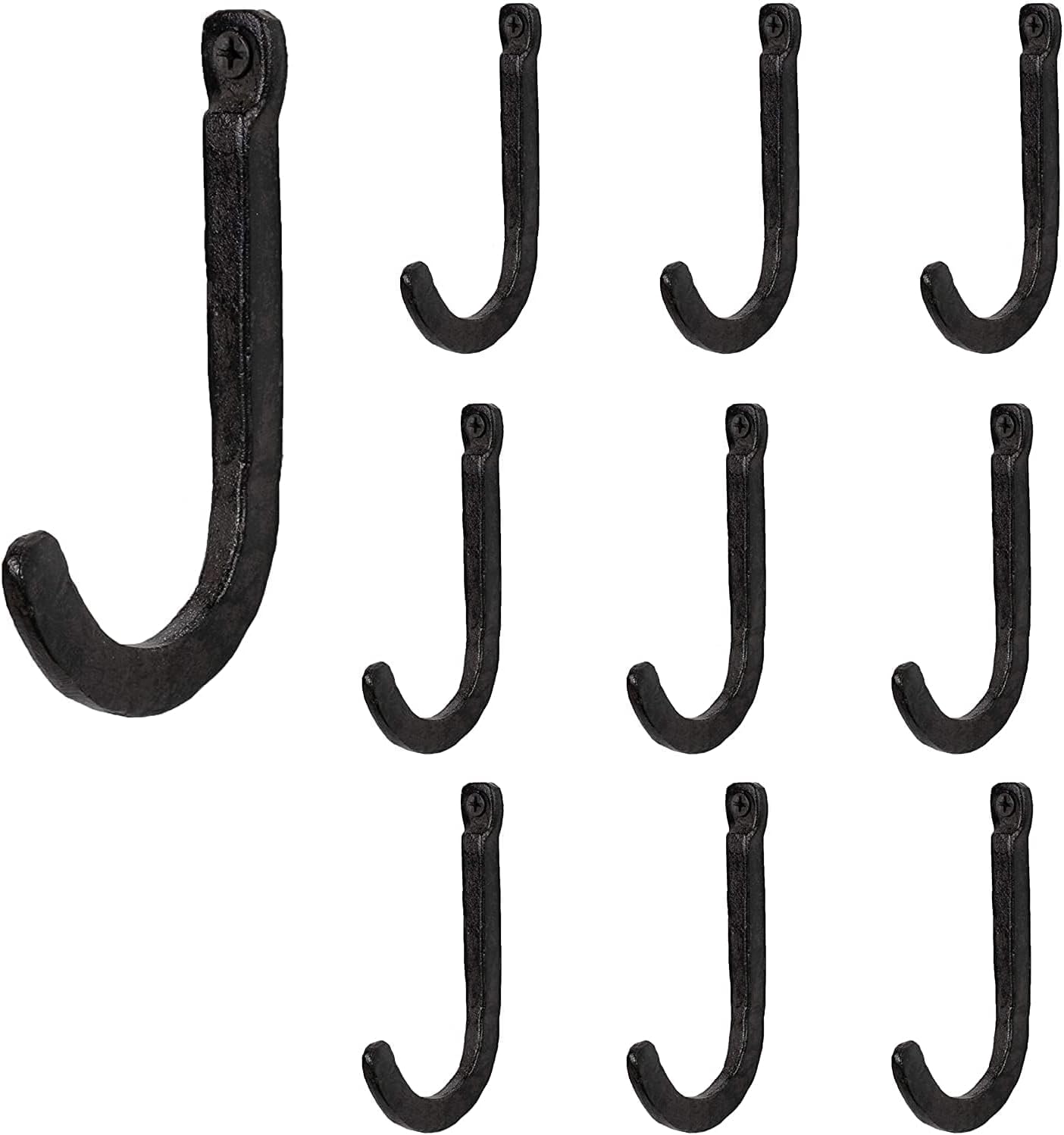 Rustic State Sabo Wall Mount Cast Iron Hooks Coat Towel Bag Hat Hanger Multiuse Entryway Railroad Spike Rack Black Set of 10