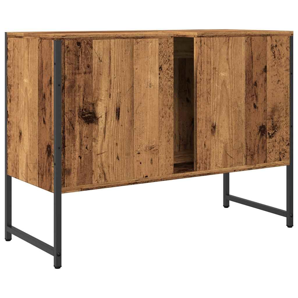 Szafka pod umywalkę, wygląd starego drewna, 80 x 33 x 60 cm, materiał drewnopochodny z otworem na syfon, stal malowana proszkowo, miejsce do przechowywania szafki na umywalkę w łazience