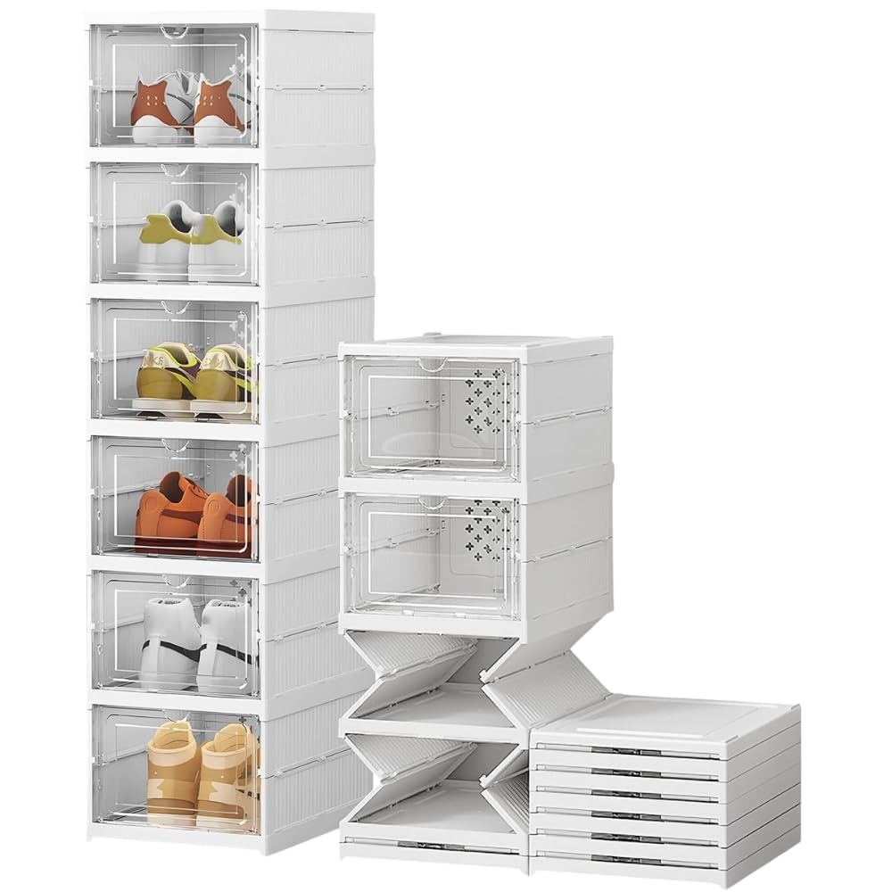 A.M.C. Scarpiera Salvaspazio Pieghevole 6 Ripiani Portascarpe Organizzatore Scarpe contenitori Antipolvere Richiudibile Scatole Porta Scarpe Armadio