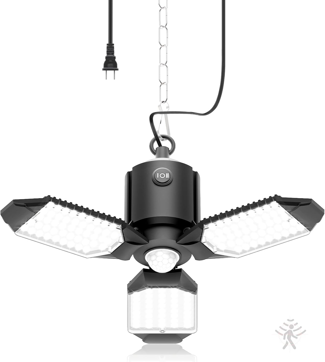 Movement Sensor Storage Gentle Plug in, 8000LM Store Gentle w/ 3 Modes, 3 Deformable LED Panels, 6500K Indoor Movement Sensor Gentle Bulb for Storage, Utility Room, Basement (1 Pack)