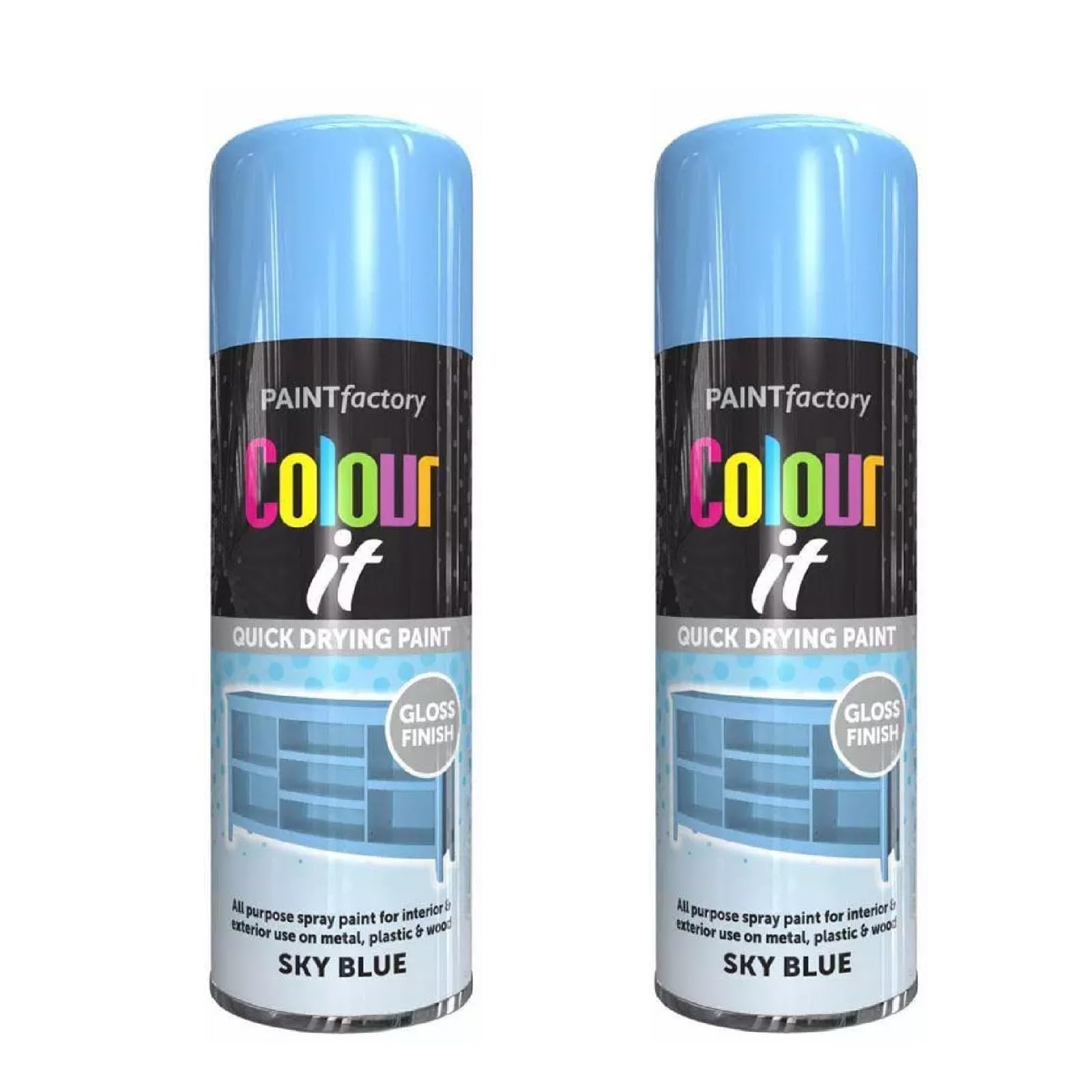 Ysamax 2Pcs Blue Gloss Spray Paint, Aerosol Form, Quick Drying Formula, Stunning Appearance, Excellent Coverage, Versatile Uses, Long-Lasting, 400Ml, (2Pcs)