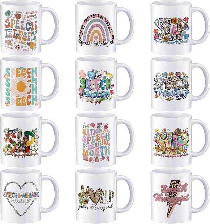 12 Pcs Lab Tech Thank You Gifts 11oz Ceramic Mugs 12 Pcs National Speech-Language Pathologist Day Thank You Gifts 11oz Ceramic Mugs