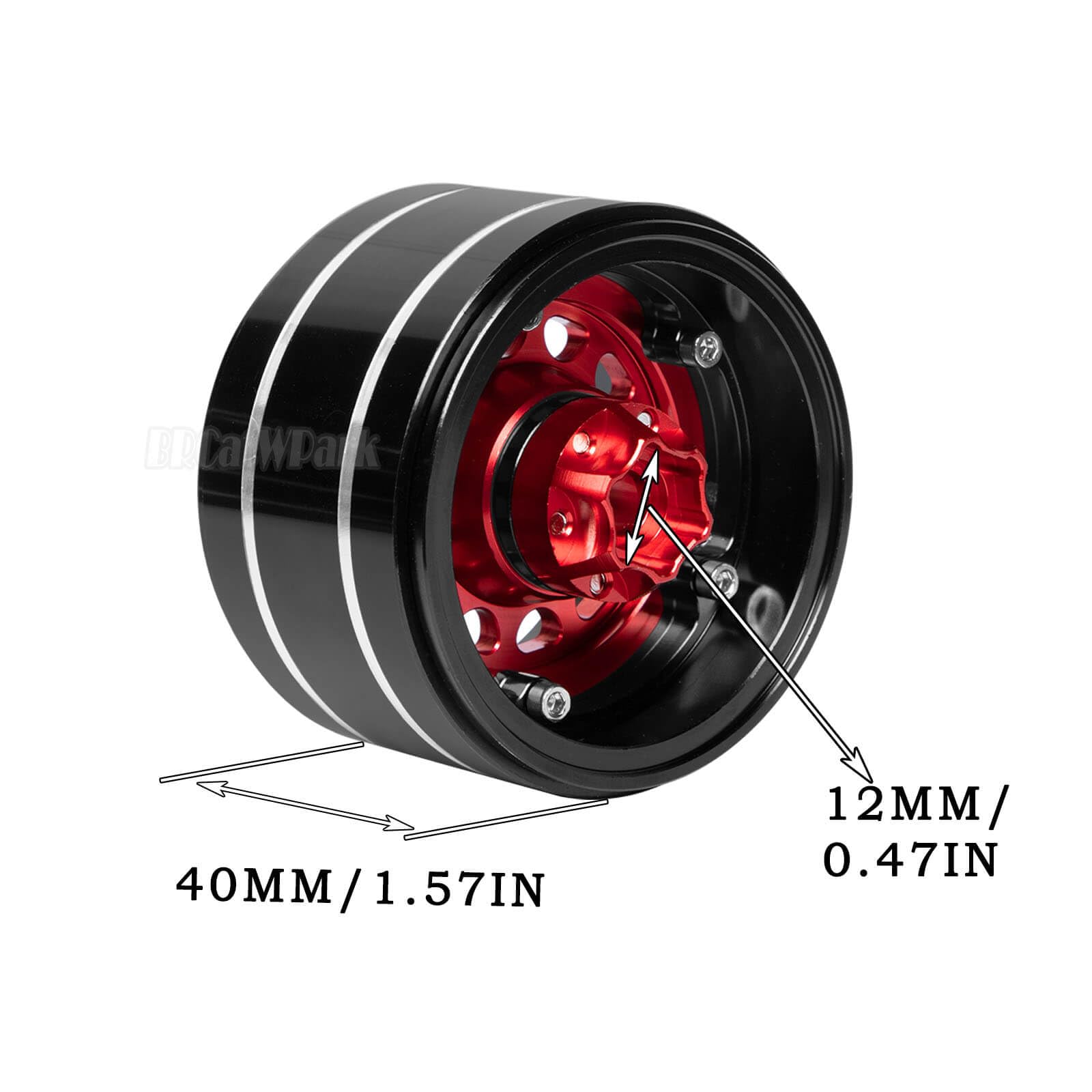 RC 2.2 Beadlock Roues réglables 4 jantes décalées pour voiture à chenilles Axial 1/10 SCX10 AMG 6x6 TRX4 Redcat Gen8 Redcat Everest Gen 7 Pro RC Crawler, rouge