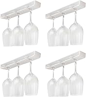 Vista 9 de Soporte para copas de vino, paquete de 4 estantes para copas de vino, soporte para copas de vino sin taladrar debajo del gabinete, organizador