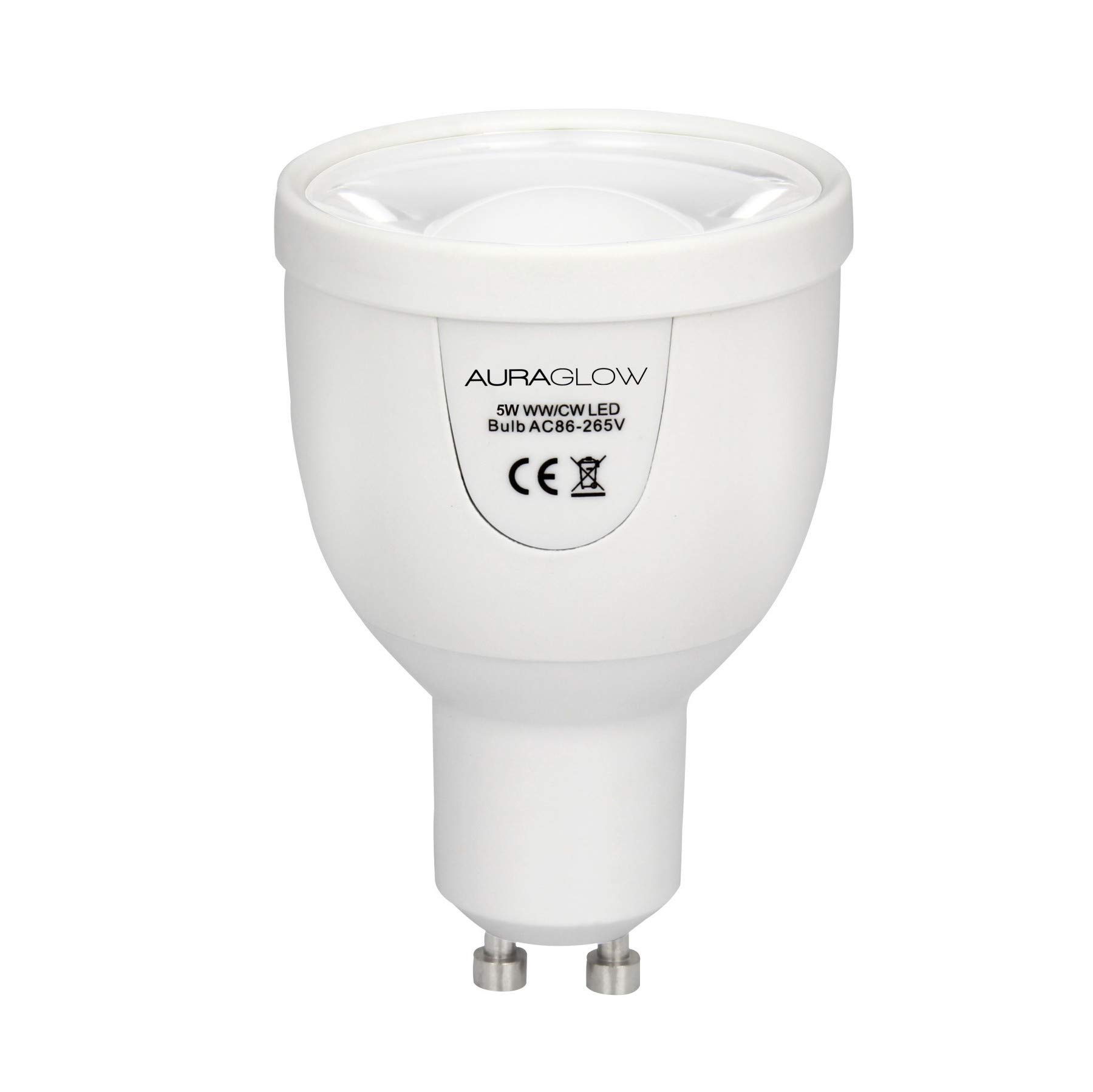 Auraglow Bombillas LED GU10 CCT Regulables con Mando, Pack de 8 | Focos 5W blanco dual, equivalen a 50W, tonos de 2700K a 6500K, multizona, sin hub, aptos para empotrables estándar