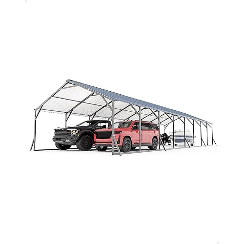 GarveeLife 20'x40'x12' Metal Carport for Multiple Vehicles, Heavy Duty Car Ports, Vertical Roof Design, All-Weather Use, for Full-Size Pickup Trucks, Boats, and Tractors