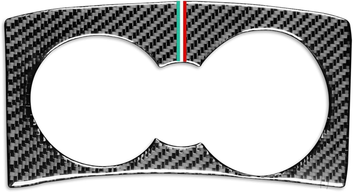 Romeo Giulia 2017-2019 Alfa Compatible with Car Interior Self Adhesive Dashboard Carbon Fiber Italy Black Sticker A15 (Water Cup Holder Trim)