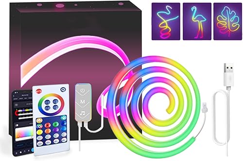 Lnyuzary Tira de luz LED de neón de silicona arcoíris IP68 impermeable USB Powerd 5V personaliza tu propio dormitorioestudiotaller 3M