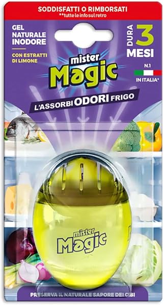 Mister Magic Assorbiodori Frigo, Gel Naturale Inodore con Estratti di Limone, Elimina i cattivi Odori di Cibo, Dura fino a 3 mesi, Accessori Cucina (Confezione da 1 Unità) - 1