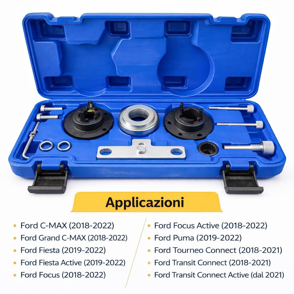 topolenashop Kit Attrezzi Messa in Fase Motore Ford 1.0 EcoBoost dal 2018 – Bloccaggio Albero Motore e Albero a Camme, Compatibile con Ford Focus, Fiesta, Puma, C-Max e Transit Connect | GS4790