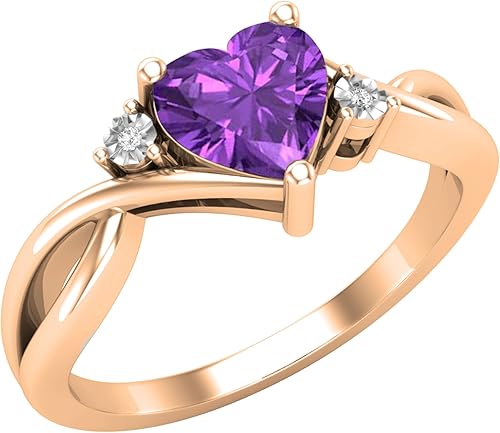 Dazzlingrock Collection Anillo de promesa con diamantes blancos redondos con forma de corazón de 0.236 in para mujer (color diamante I-J, claridad