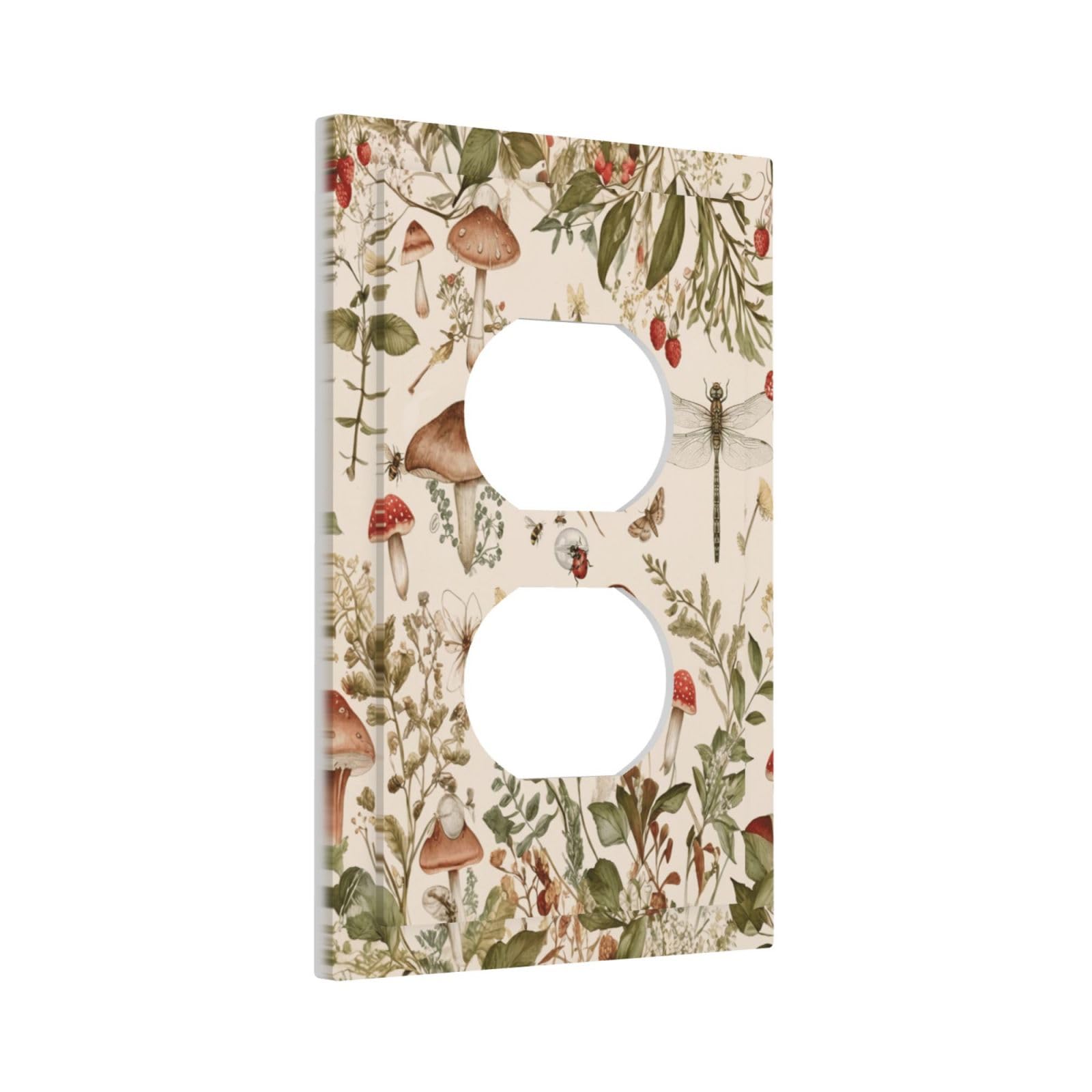 Sghxwp Outlet Covers Watercolor Mushroom Wildflower 1 Gang Light Switch Plate Vintage Botanical Dragonfly Bee Wall Plate Cover Decorative Single Toggle Switch Plate Faceplate for Bathroom Home Decor