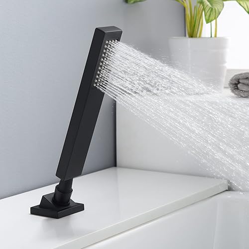 Miniatura 5 de sumerain Grifo romano negro de la bañera de la cascada del grifo de la tina con la ducha de mano, alto flujo