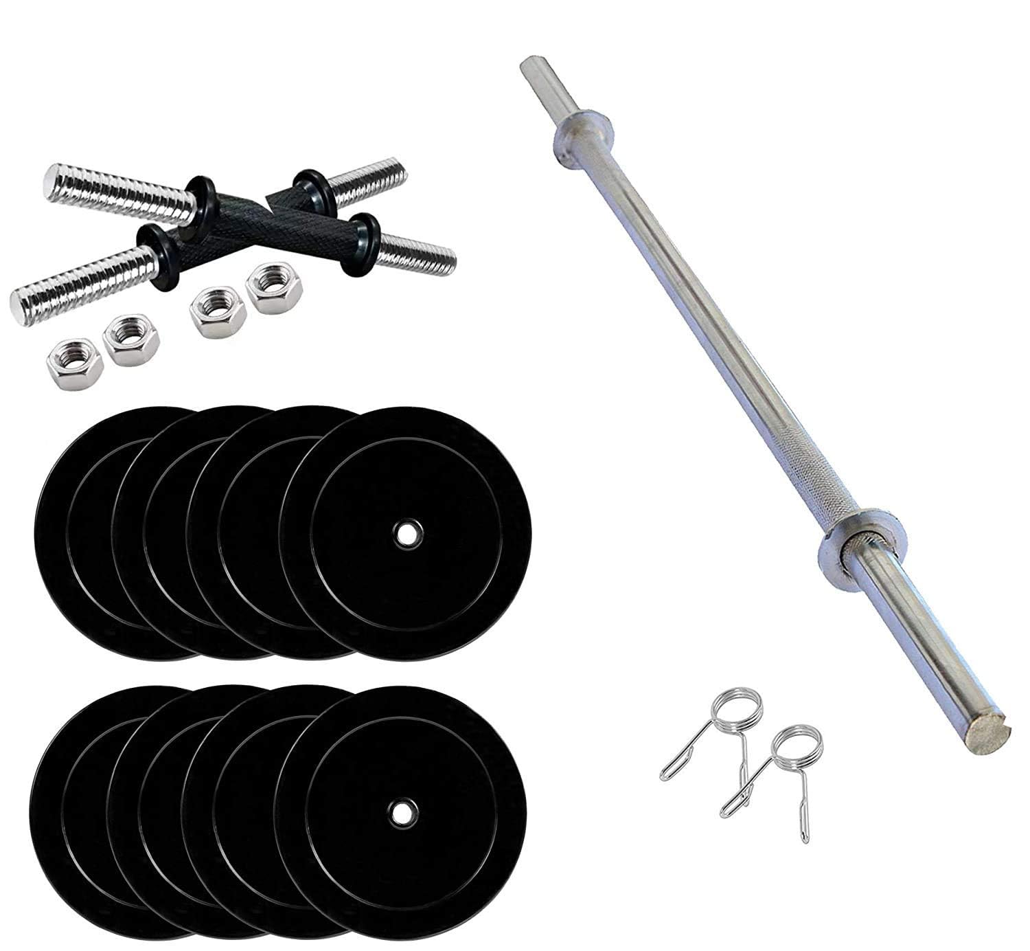 TAURAS Home Gym Combo, Gym Equipment, Home Gym Set, Rubber Dumbbell Plates 3Ft Straight Rod (19-20MM) and Home Exercise Equipment, Fitness Accessory, Solid Steel Dumbbell Rods (10, Kilograms)-picture-12