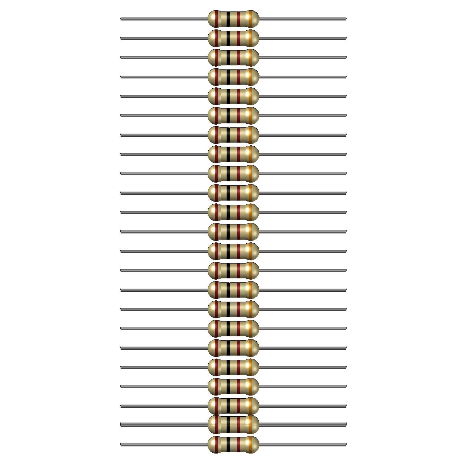 100 Ohm Resistor 1/4W 5% Tolerance, Pack of 100 (100 Ohm)-image-43