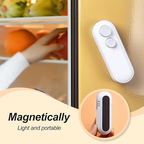 Vista 6 de Mini sellador de bolsas, sellador y cortador de bolsas 2 en 1 portátil 2025, mini máquina selladora recargable con imán para aperitivos, papas Blanco