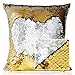 HeMiaor Funda de Almohada Mermaid Glitter Pillow, Funda de cojín Que Cambia de Color DIY, 14 x 14 Pulgadas, Oro y Plata