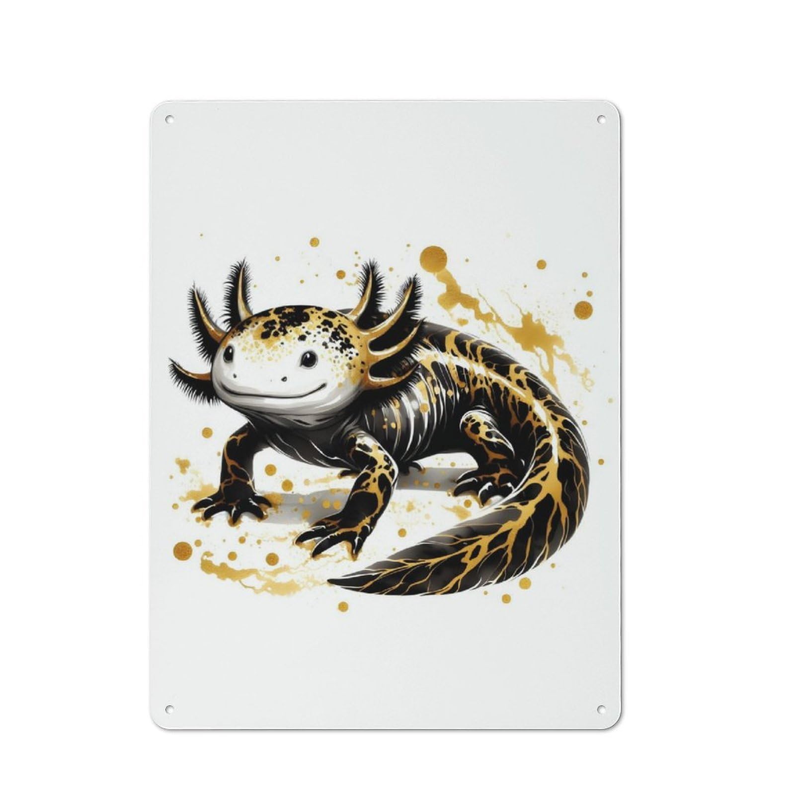 Junmoney Ink Axlotl Metal Plaque 40X30cm With For Pub Or Café, Rustic Decor, For Pub Decor Enthusiasts