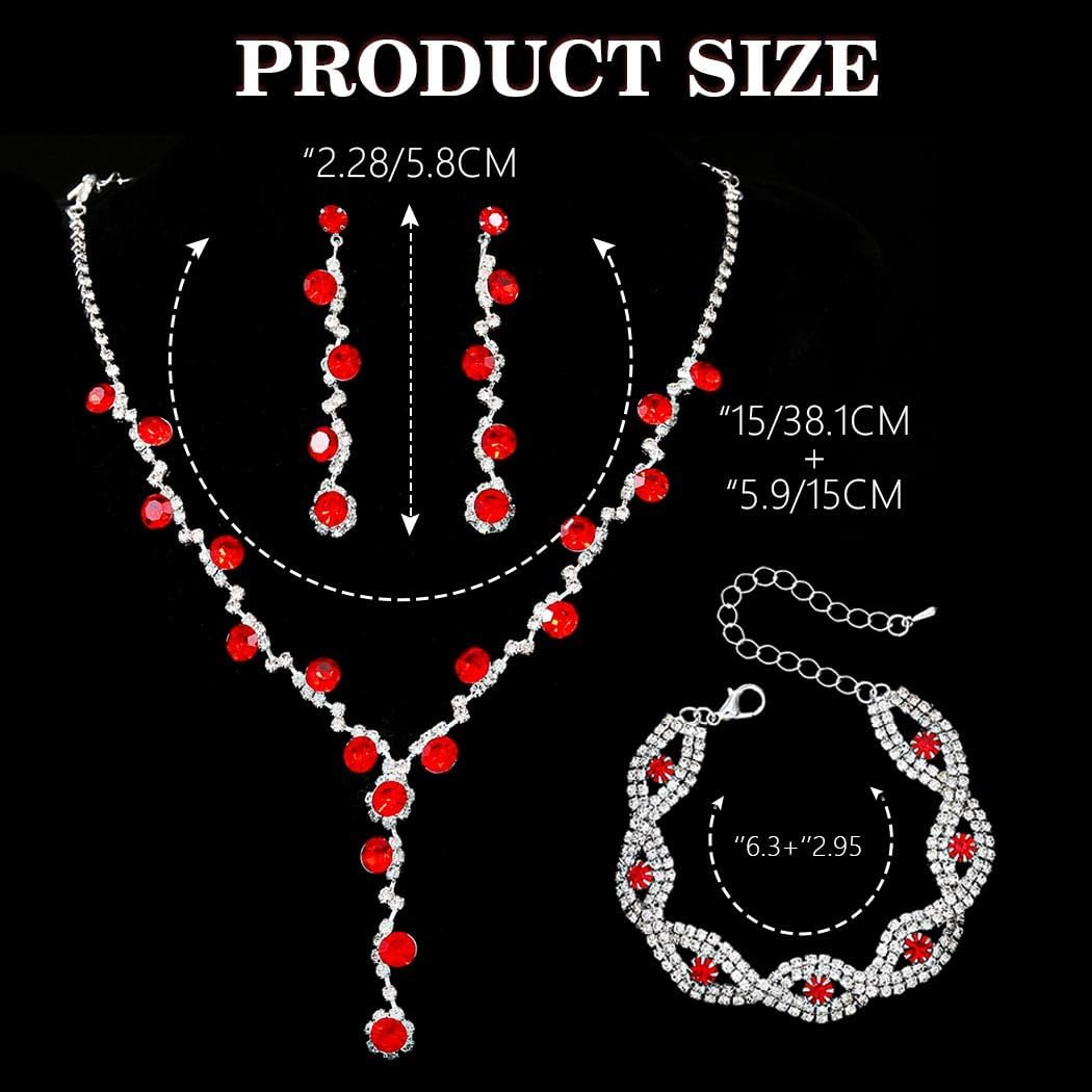 Sixexey Rhinestone Jewelry Set Silver Sparkly Prom Jewelry Wedding Bridal Necklace Jewelry for Women - Image 4