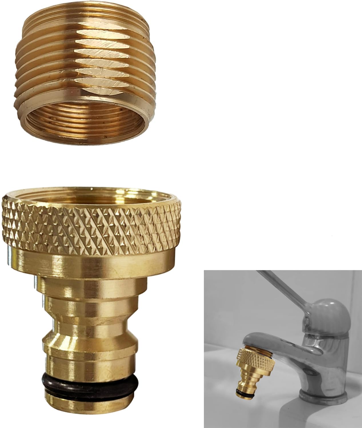 Gadgetzone® grande miscelatore quadrato universale connettore tubo da giardino, 1/5,1 cm, Fits most da cucina/bagno mixer rubinetti