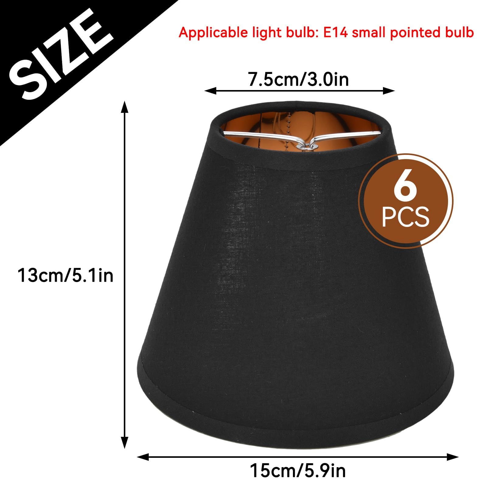 Juego de 6 pantallas de lámparas, pantallas de lámparas para lámparas de pie Cubierta de pantalla de tela de barril Clip en pantalla para dormitorio comedor