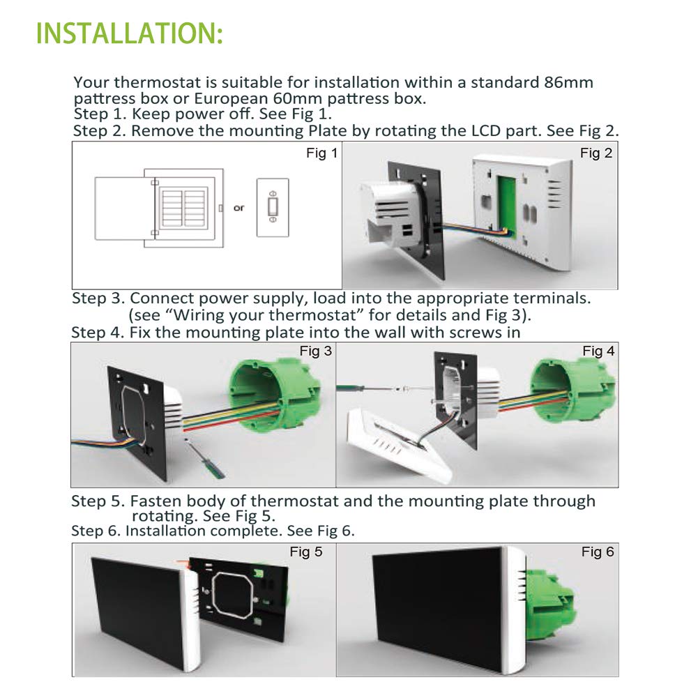 Inteligentny termostat WiFi, programowalny regulator temperatury do klimatyzacji z 4-rurowym ekranem LCD, wskaźnik pogody, wskaźnik UV, współpracuje z Alexa Google Home 95~240 V AC