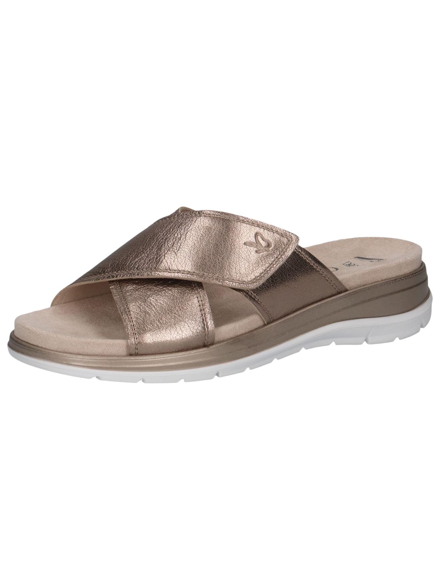 CAPRICE Women's Leather Mules with Velcro, Beige (Taupe Metallic), 7.5 UK
