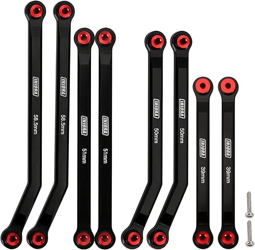 INJORA High Clearance Front 4 Links Set for SCX24 C10 JLU Bronco Base Camp Axial 1/24 RC Crawler Car, 8PCS(Black)