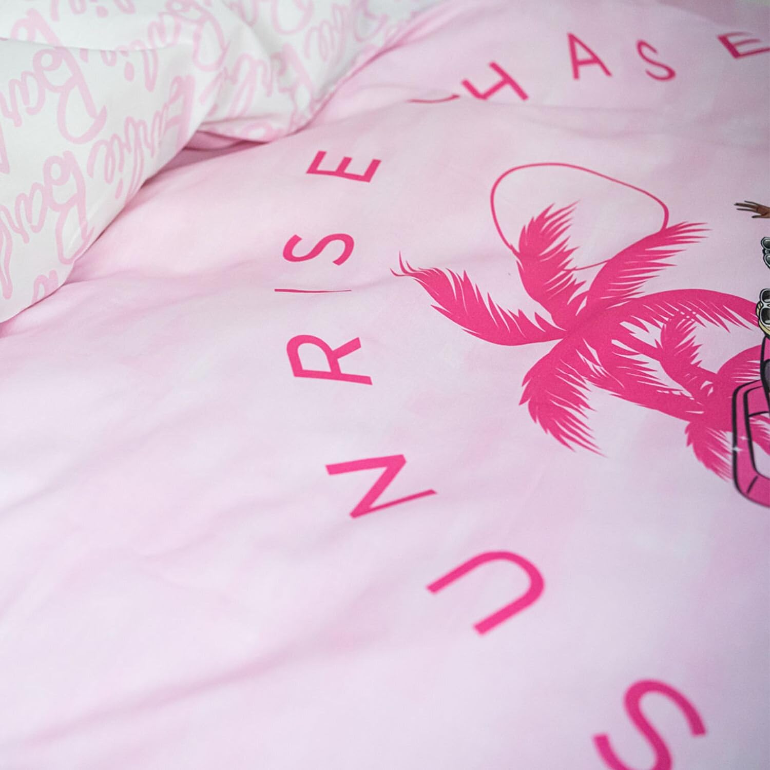 Burrito Blanco | Funda nórdica Barbie™ | Cama de 90cm. | Diseño Malibú 003 | Color Rosa | 100% Algodón