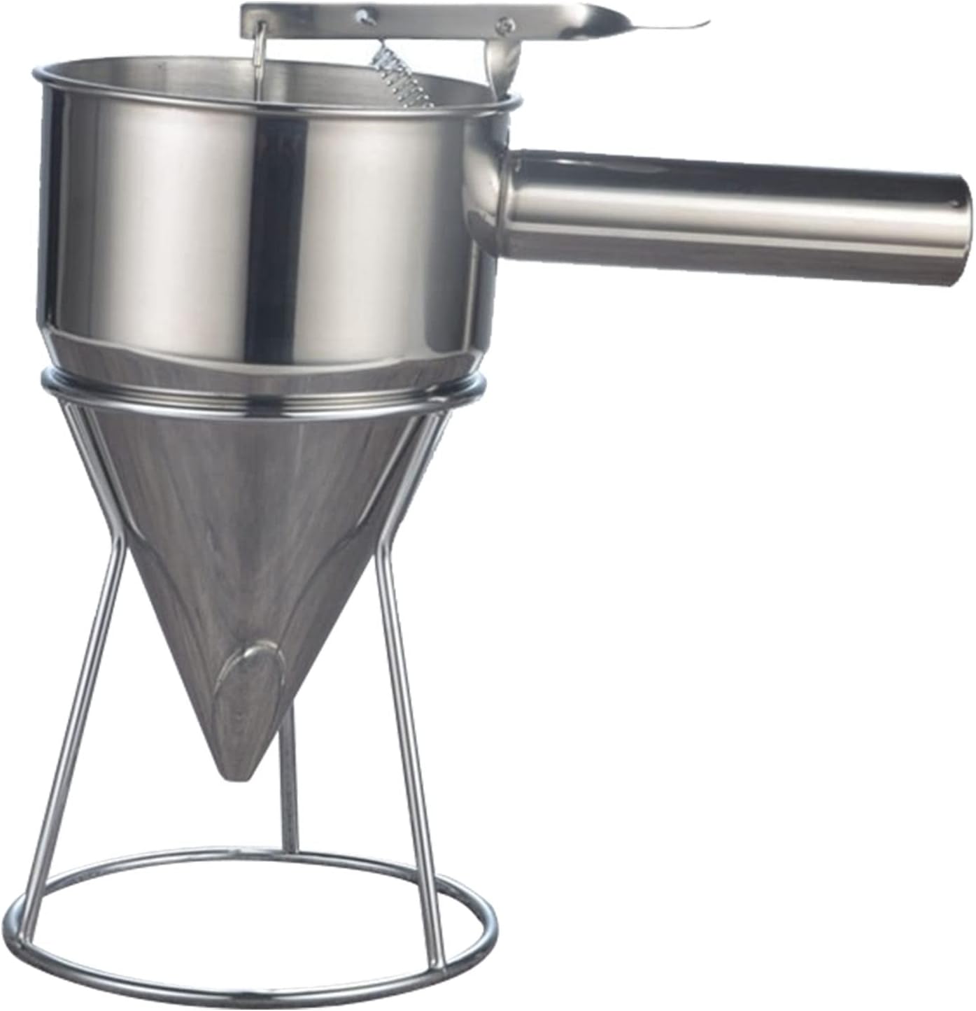 Topyond Stainless Steel Pancake Batter Dispenser with Stable Rack - Convenient Baking Cake Funnel Dispenser for Takoyaki Balls Waffles, Easy Pour and Portion Control