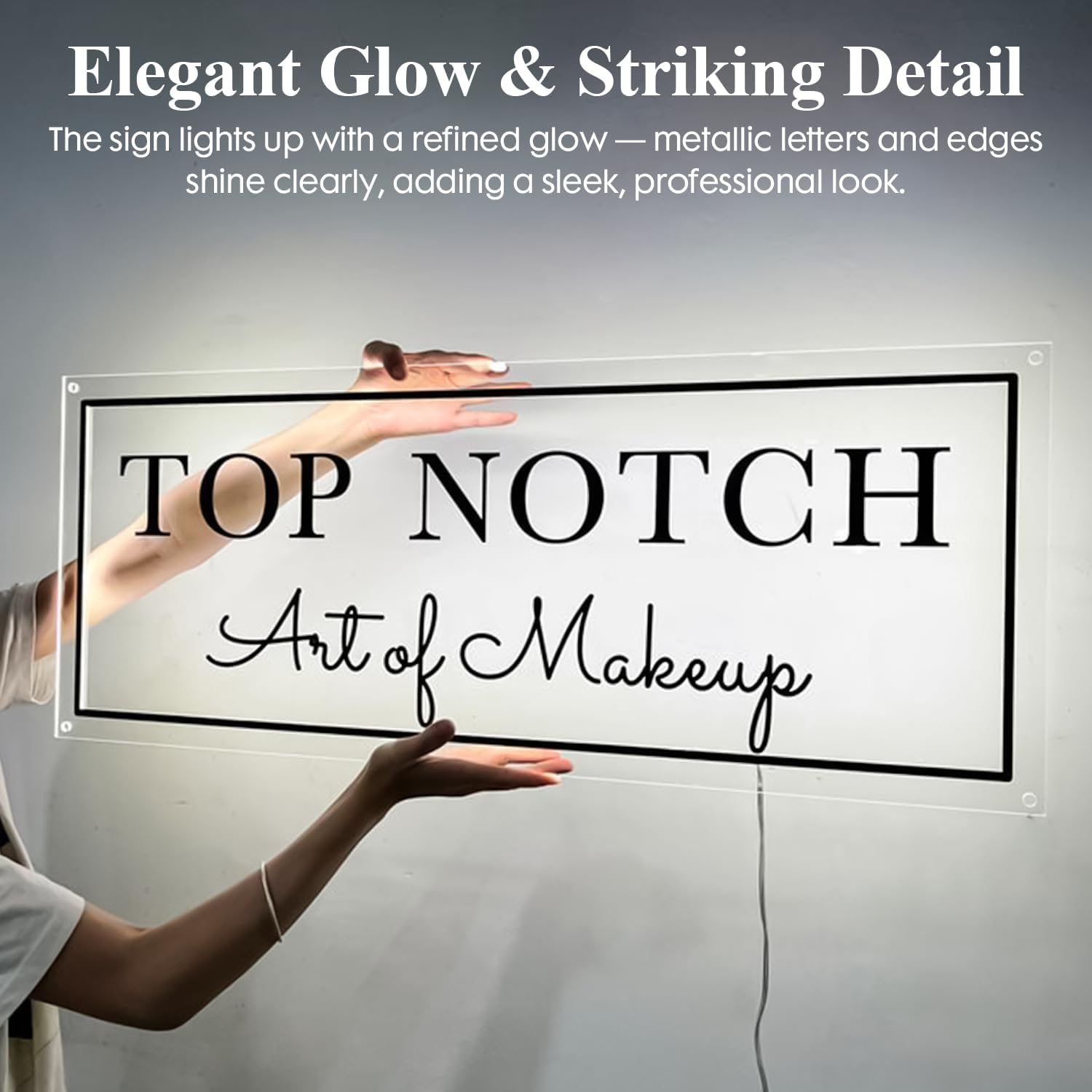 Custom Backlit Acrylic Logo Sign, Light Up Signs - Personalized Illuminated Logo Sign with Floating Acrylic Design for Retail Stores, Restaurants, Offices, and Hair Studios, Rectangle Shape